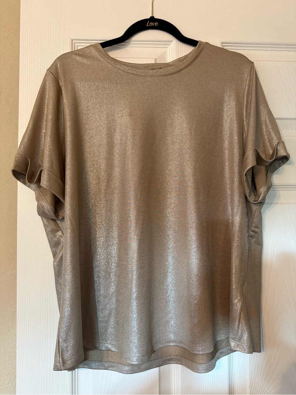INC International Concepts Metallic Taupe Short Sleeve Tee